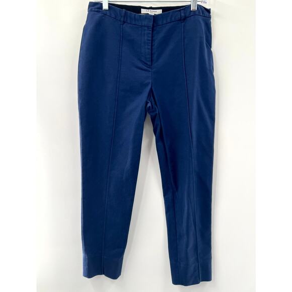 L.K Bennett Women's Blue Cotton Stretch Mid Rise Straight Leg Ankle Pants Size 8 - Picture 1 of 7